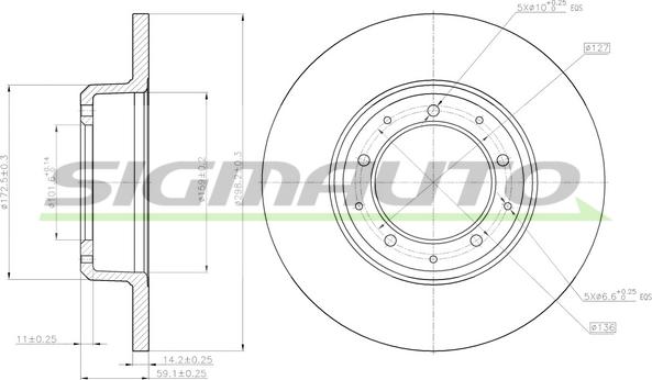 SIGMAUTO DBC083S - Тормозной диск autospares.lv