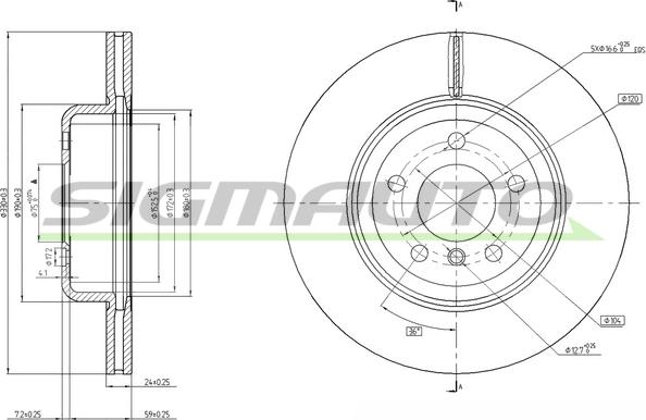 SIGMAUTO DBC039V - Тормозной диск autospares.lv