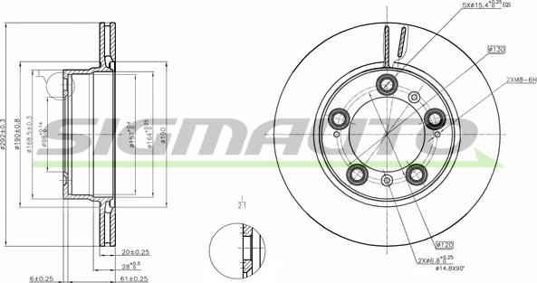 SIGMAUTO DBC023V - Тормозной диск autospares.lv