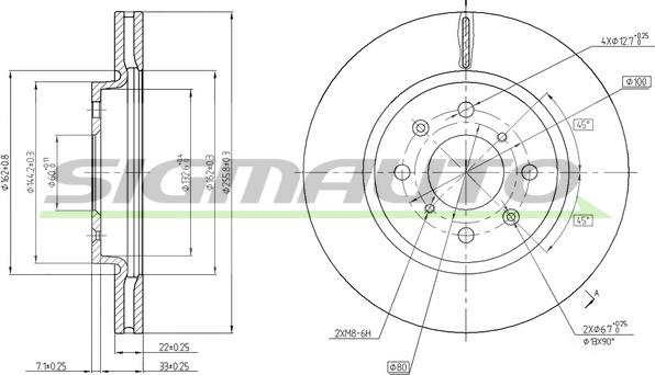 SIGMAUTO DBC070V - Тормозной диск autospares.lv