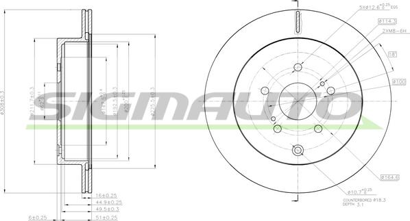 SIGMAUTO DBC072V - Тормозной диск autospares.lv