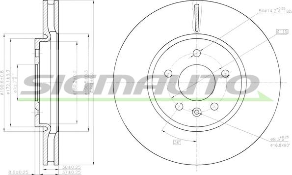 SIGMAUTO DBC191V - Тормозной диск autospares.lv