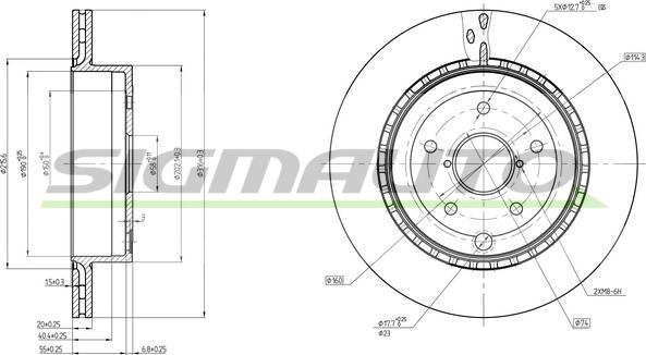 SIGMAUTO DBC140V - Тормозной диск autospares.lv