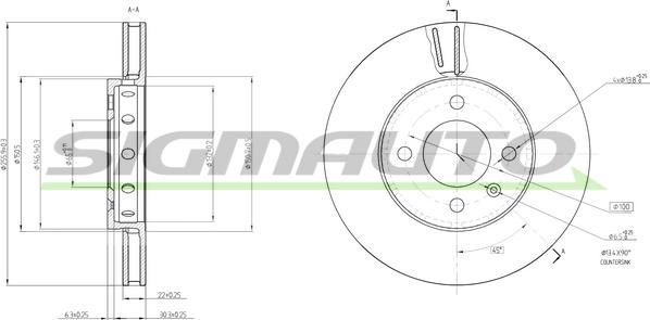 SIGMAUTO DBC184V - Тормозной диск autospares.lv