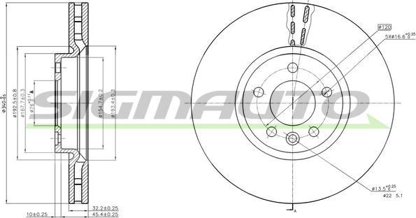 SIGMAUTO DBC182V - Тормозной диск autospares.lv