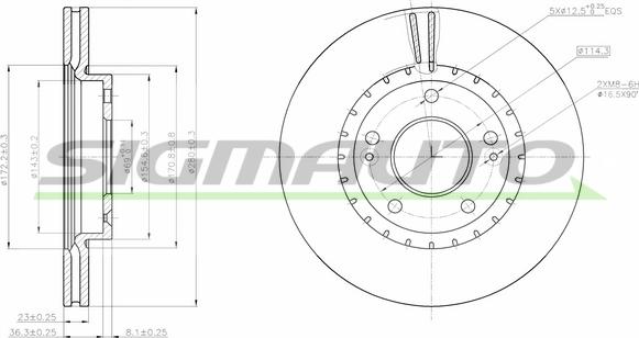 SIGMAUTO DBC187V - Тормозной диск autospares.lv