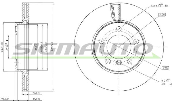 SIGMAUTO DBC122V - Тормозной диск autospares.lv