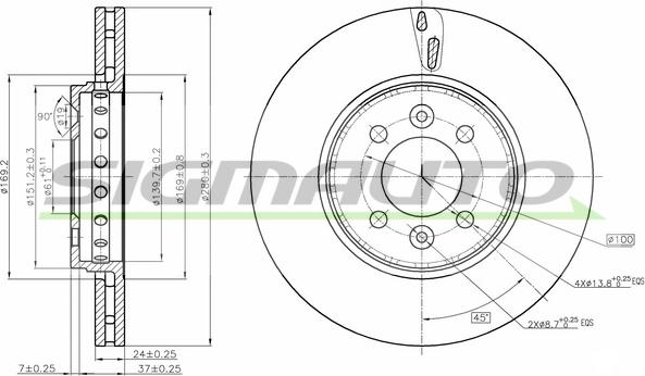 SIGMAUTO DBC350V - Тормозной диск autospares.lv