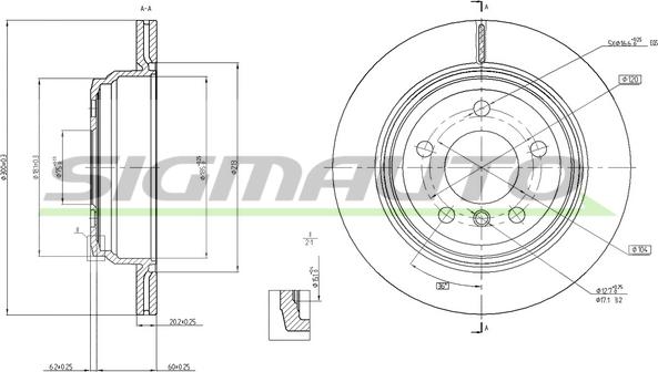 SIGMAUTO DBC313V - Тормозной диск autospares.lv