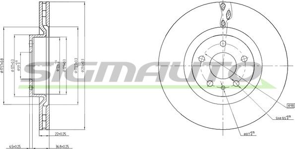 SIGMAUTO DBC329V - Тормозной диск autospares.lv