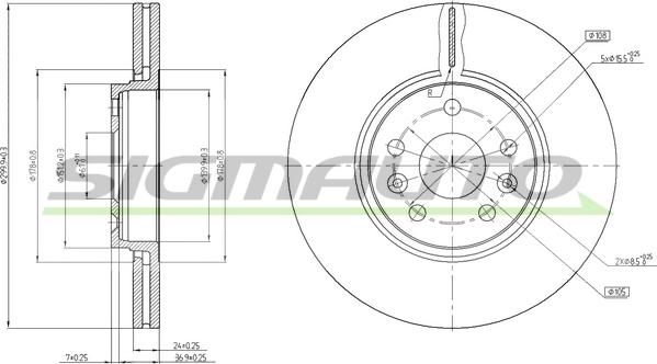 SIGMAUTO DBC266V - Тормозной диск autospares.lv