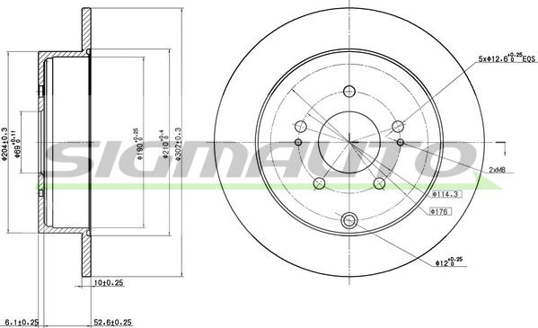 SIGMAUTO DBC268S - Тормозной диск autospares.lv