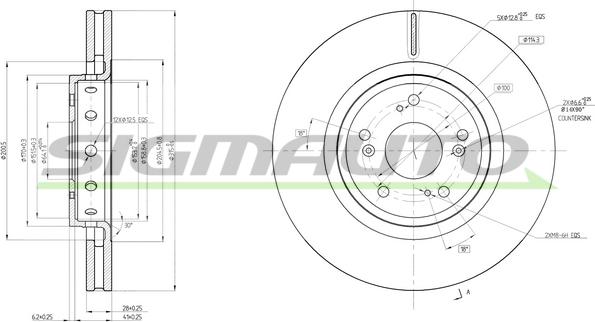 SIGMAUTO DBC209V - Тормозной диск autospares.lv