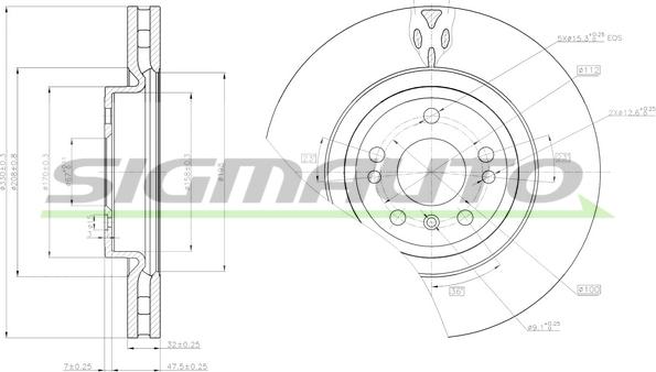 SIGMAUTO DBC203V - Тормозной диск autospares.lv