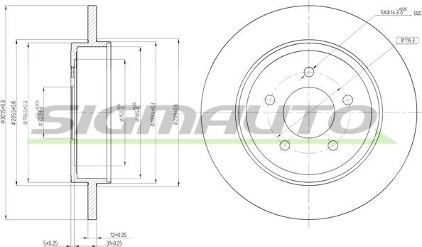 SIGMAUTO DBC207S - Тормозной диск autospares.lv