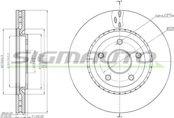 SIGMAUTO DBC216V - Тормозной диск autospares.lv