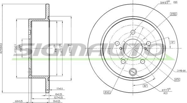 SIGMAUTO DBC211S - Тормозной диск autospares.lv