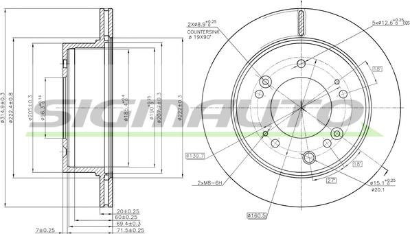 SIGMAUTO DBC285V - Тормозной диск autospares.lv