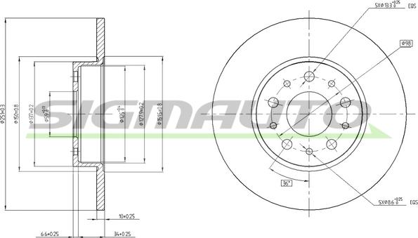 SIGMAUTO DBC286S - Тормозной диск autospares.lv