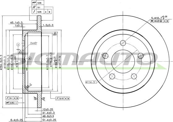 SIGMAUTO DBC288S - Тормозной диск autospares.lv