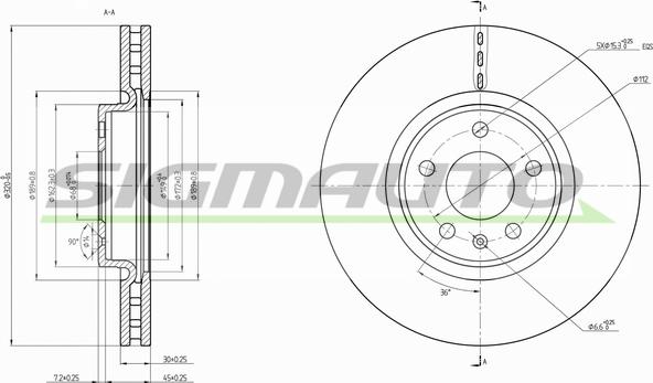 SIGMAUTO DBC761V - Тормозной диск autospares.lv