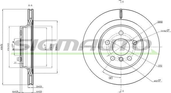 SIGMAUTO DBC763V - Тормозной диск autospares.lv