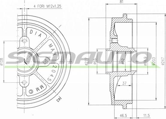 SIGMAUTO DR5471 - Тормозной барабан autospares.lv