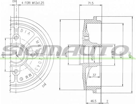 SIGMAUTO DR5472 - Тормозной барабан autospares.lv