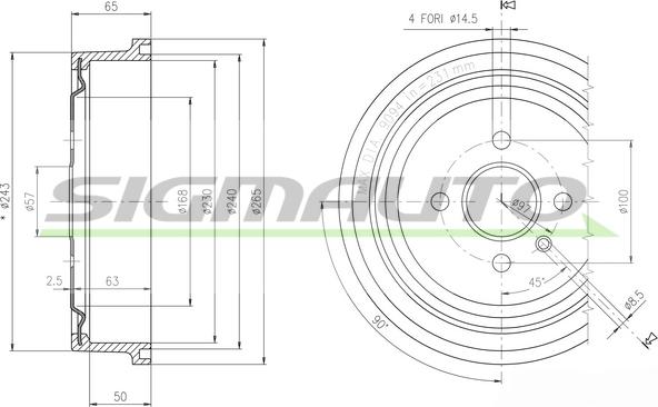 SIGMAUTO DR5560 - Тормозной барабан autospares.lv