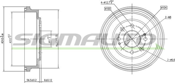 SIGMAUTO DR5629 - Тормозной барабан autospares.lv