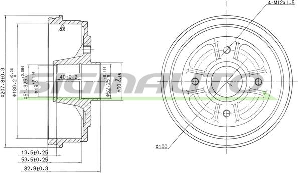 SIGMAUTO DR5168 - Тормозной барабан autospares.lv