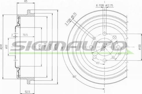 SIGMAUTO DR5176 - Тормозной барабан autospares.lv