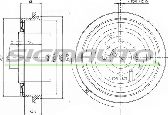 SIGMAUTO DR5392 - Тормозной барабан autospares.lv