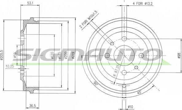 SIGMAUTO DR5268 - Тормозной барабан autospares.lv