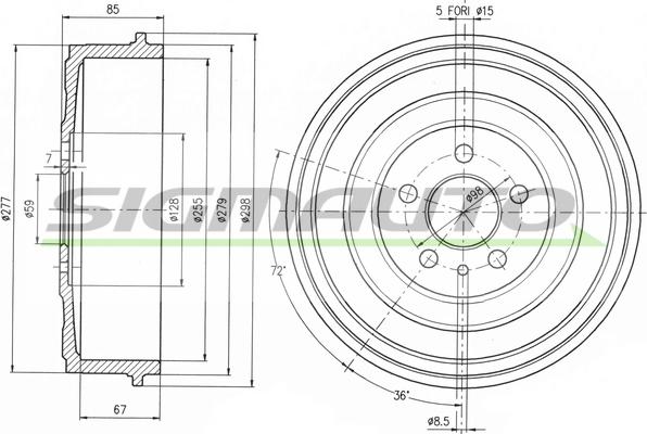 SIGMAUTO DR5262 - Тормозной барабан autospares.lv