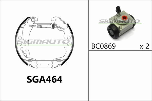 SIGMAUTO SGA464 - Комплект тормозных колодок, барабанные autospares.lv