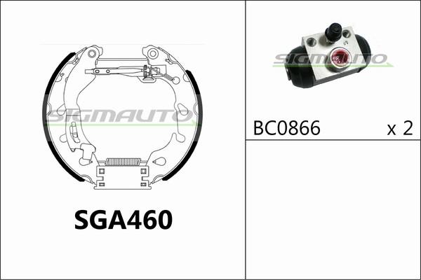 SIGMAUTO SGA460 - Комплект тормозных колодок, барабанные autospares.lv