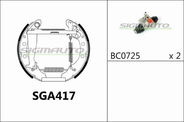 SIGMAUTO SGA417 - Комплект тормозных колодок, барабанные autospares.lv