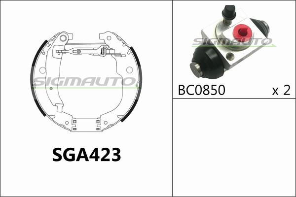 SIGMAUTO SGA423 - Комплект тормозных колодок, барабанные autospares.lv