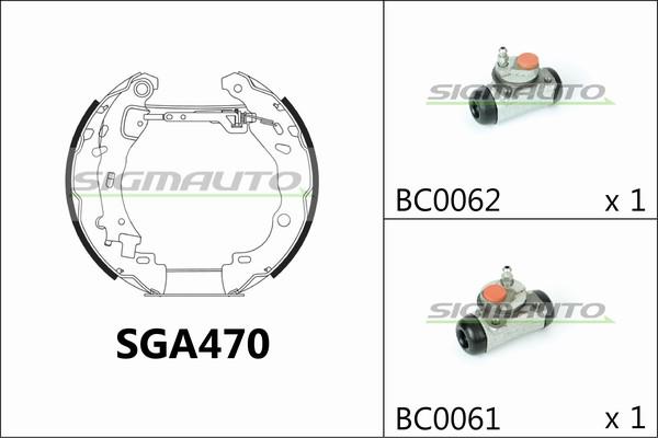 SIGMAUTO SGA470 - Комплект тормозных колодок, барабанные autospares.lv