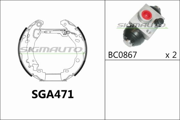 SIGMAUTO SGA471 - Комплект тормозных колодок, барабанные autospares.lv