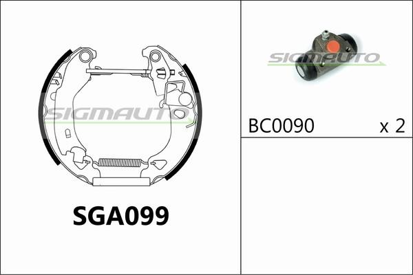 SIGMAUTO SGA099 - Комплект тормозных колодок, барабанные autospares.lv