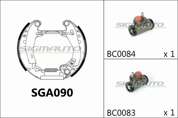 SIGMAUTO SGA090 - Комплект тормозных колодок, барабанные autospares.lv