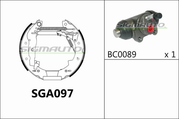 SIGMAUTO SGA097 - Комплект тормозных колодок, барабанные autospares.lv