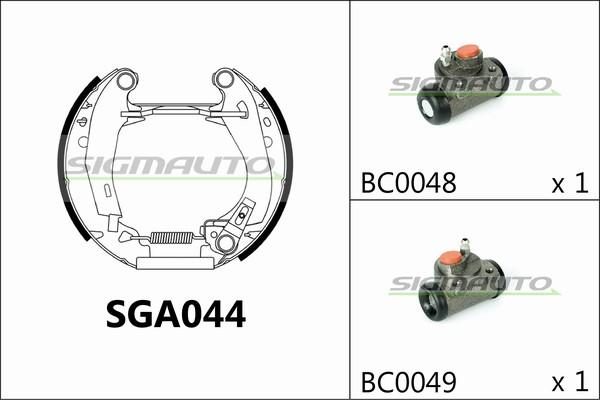 SIGMAUTO SGA044 - Комплект тормозных колодок, барабанные autospares.lv