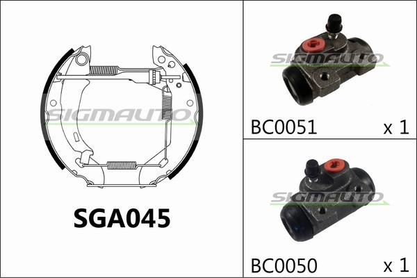 SIGMAUTO SGA045 - Комплект тормозных колодок, барабанные autospares.lv