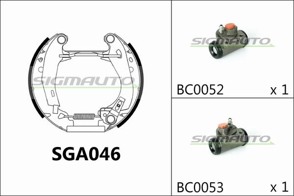 SIGMAUTO SGA046 - Комплект тормозных колодок, барабанные autospares.lv