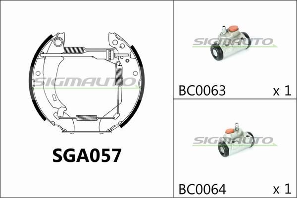 SIGMAUTO SGA057 - Комплект тормозных колодок, барабанные autospares.lv