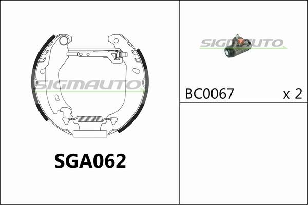 SIGMAUTO SGA062 - Комплект тормозных колодок, барабанные autospares.lv