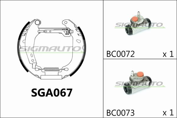 SIGMAUTO SGA067 - Комплект тормозных колодок, барабанные autospares.lv